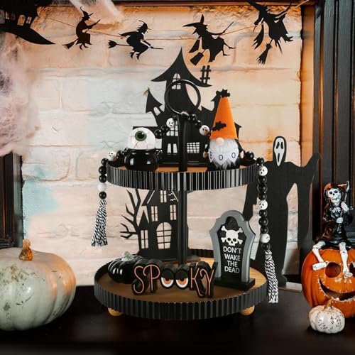 Halloween Decorations for Home Office 6PCS Tiered Tray Decor - Image 2