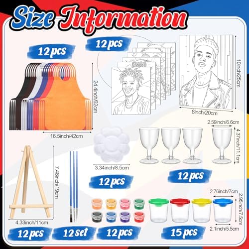 Sherr 96 Pcs 12 Set Pre Drawn Canvas Painting Kits, Gentlemen and Lady - Image 2
