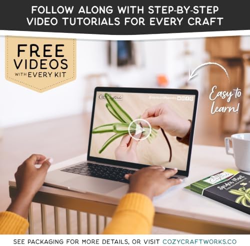 WeVeel Cozy Craftworks Four Small Plants Chenille Stem Craft Kit Bundle for Teens & Adults – Mindful DIY Plant Craft, Tactile Pipe Cleaner Art Kit with QR Video Tutorials - Image 5