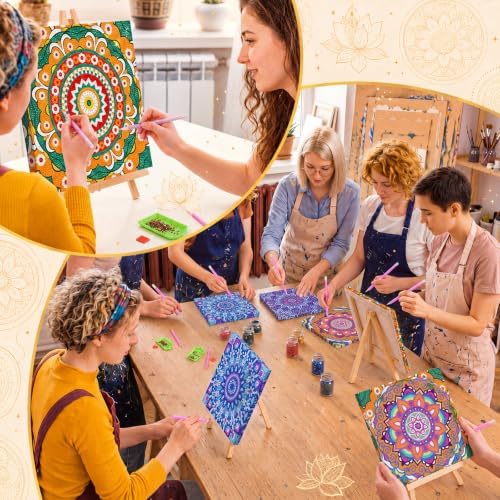 Frienda 4 Pcs Mini Mandala Framed Diamond Painting Kits, 8 x 8 in - Image 5