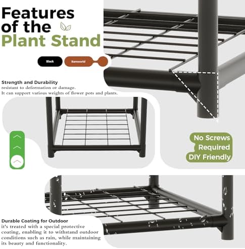 Bamworld Plant Stands Indoor 4 Sets Plant Shelves Outdoor - Image 4