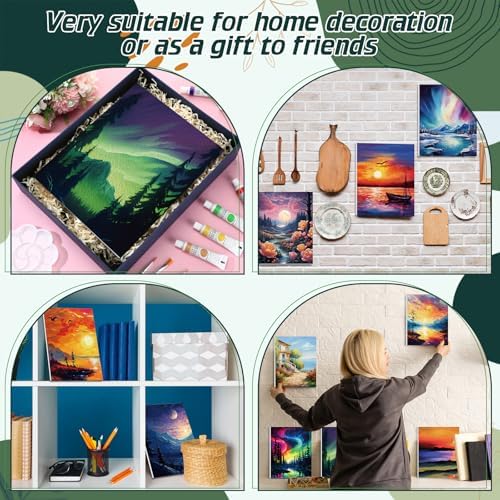 Zhanmai 88 Pcs 8 x 10 Inch Pre Drawn Canvas for Painting Kit Pre Stretched Canvas for Sip and Paint Party Favor Coloring DIY Virtual Party Birthday Gifts Adult's Date Night(Oil Painted Landscape) - Image 6