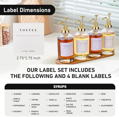 Coffee Syrup Dispenser for Coffee Bar with Gold Upgraded Pump, 4 Pack - Image 6