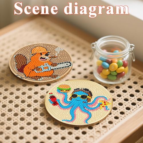 DOTSOPS 8 Pcs Animal Diamond Painting Coasters for Beginners with Holder - Image 4