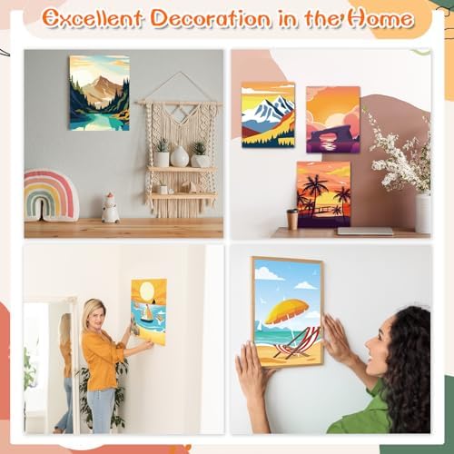 Zhanmai 72 Pcs 12 Sets Sip and Paint Kit Pre Drawn Canvas for Painting 8" x 10" Paint Party Canvas Painting Pre Printed Canvases for Party DIY Virtual Adult's Date Night(Landscape) - Image 5