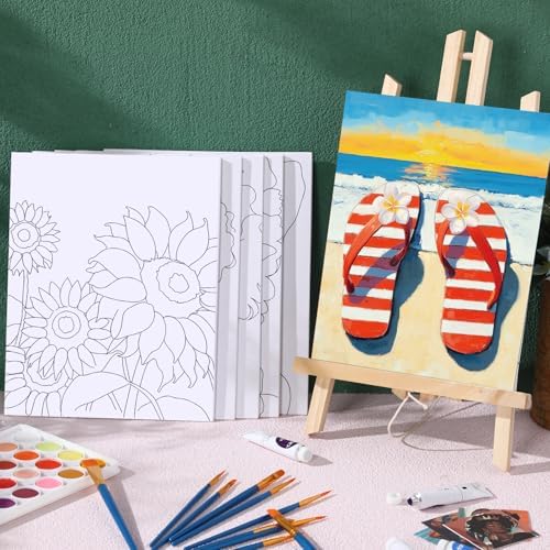 AmazingSpark 16 Pcs Pre Drawn Canvas to Paint for Adults Spring and Summer - Image 5