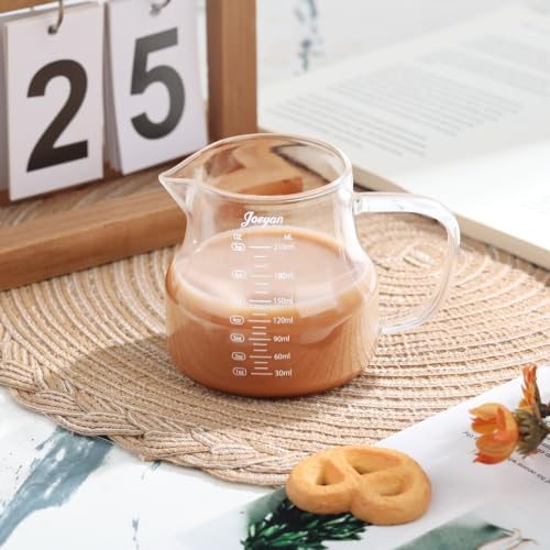 Joeyan 7oz Espresso Shot Cups, Borosilicate Glass Measuring Cup with Handle - Image 6