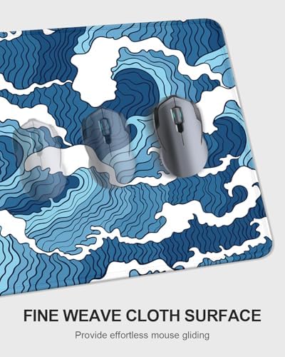 Auhoahsil Large Mouse Pad with Wrist Rests for Keyboard & Mouse, Thick Soft Ergonomic Memory Foam Wrist Supports, Big & Long Desk Mat 35.5 x 15.7 in, for Office Gaming Computer, Blue Wave - Image 4