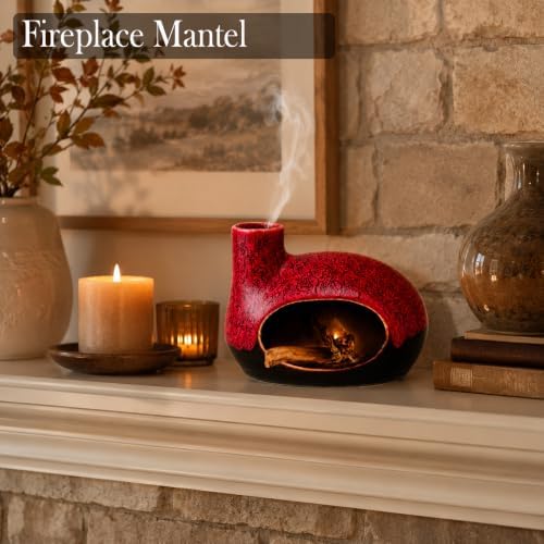 Handcrafted Ceramic Palo Santo Holder – Artistic Incense Burner for Meditation, Mindfulness and Zen Home Decor – Wabi-Sabi Style Cone Sculpture, Gift for Yoga, Relaxation & Aromatherapy (Red) - Image 7