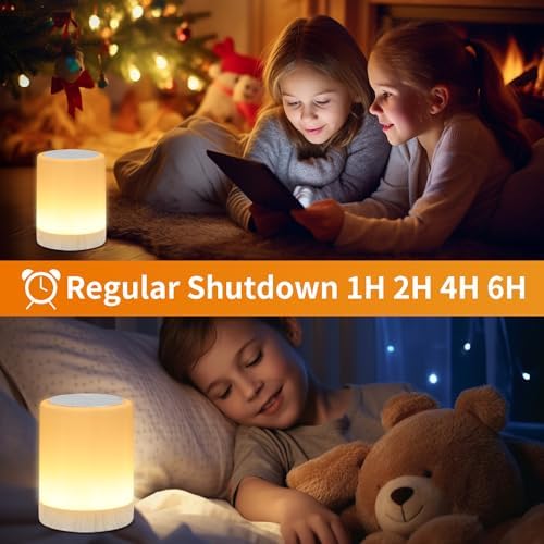 OORUN Touch Bedside Table Lamp,13 RGB Colors & 5 Brightness, USB Rechargeable Desk Lamp, Remote Control Dimmable Light with RGB Color Changing,Portable Lamp for Baby (Wood Grain Beige) - Image 6
