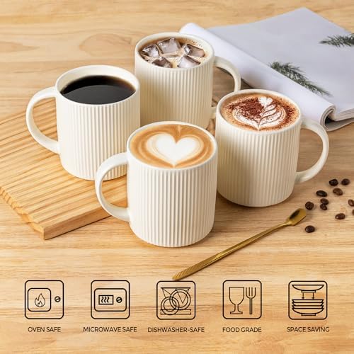 theterra Ceramic Coffee Mugs Set of 6, 14.2 oz Coffee Cups with Handle - Image 4