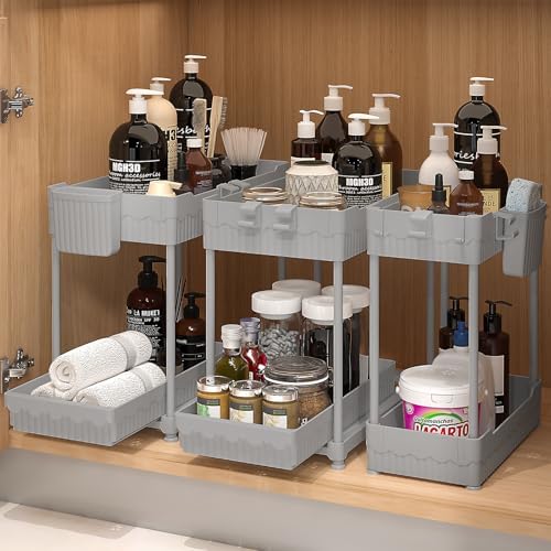 Sevenblue 3-Pack 2-Tier Under Sink Organizers with Sliding Drawers by Sevenblue