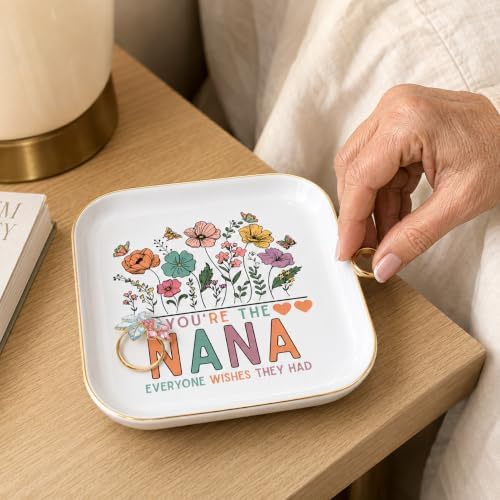 Nana Gifts for Grandma Birthday Christmas, Ceramic Wildflowers Jewelry Dish - Image 6