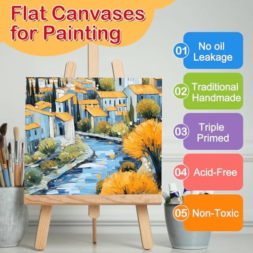 ESRICH Small Canvases for Painting 6x6 inch, 12 Pack Canvas Boards Cotton Painting Canvas Primed Acid Free Mini Blank Canvas Panels for Oil Paint,Watercolor,Acrylic Paint,Gouache&Tempera., White - Image 3