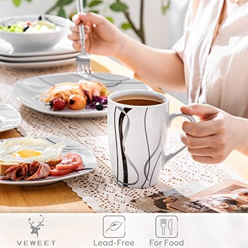 VEWEET Large Coffee Mugs Set of 6, 16 OZ White Cups Set Ceramic, Fiona - Image 4