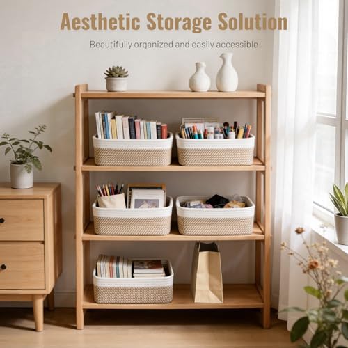 5 Pack Small Woven Storage Baskets for Shelves, Gift Baskets Empty - Image 2