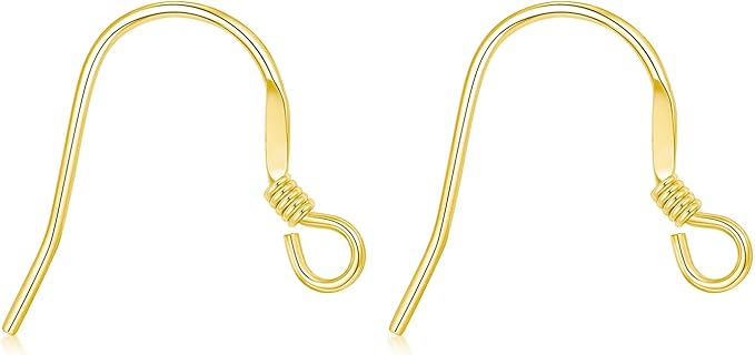 14K Real Gold Earring Hooks for Jewelry Making Fish Hooks 14K Yellow Gold Earring Findings for Earrings Jewelry Making(Style 4)