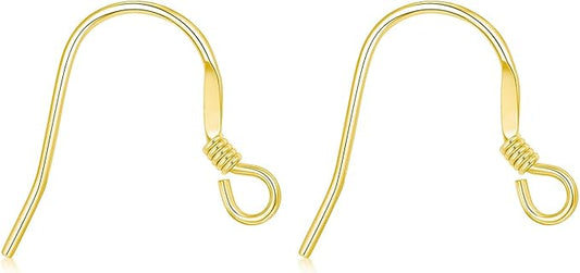14K Real Gold Earring Hooks for Jewelry Making Fish Hooks 14K Yellow Gold Earring Findings for Earrings Jewelry Making(Style 4)