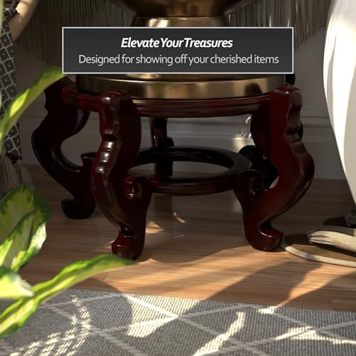 Red Lantern Rosewood Fishbowl Stand - Size 15.5 in. Base Diameter - Image 2