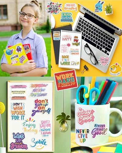 300 PCS Motivational & Positive Affirmation Sticker Pack – Inspirational Vinyl Quote Stickers for Teens, Adults & Teachers | Waterproof Decals for Water Bottles, Laptops, Journals & Scrapbooks - Image 3