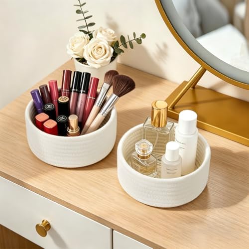 Dahey Set of 4 Mini Woven Baskets, Small Gift Baskets for Organizing, White - Image 7