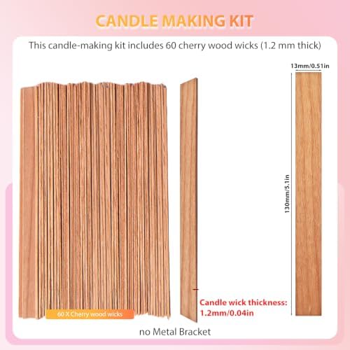 Cherry Wood Wicks – Long-Lasting Flame, 60 Candles per Pack (1.2 mm Thick) - Image 2