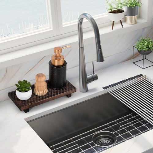 Bathroom Tray Farmhouse Decor Kitchen Soap Holder, 10" * 4.5" Dark Brown - Image 2
