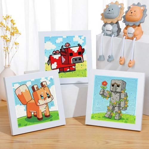CraftyTime 6 Pack 5D Diamond Painting Kits for Kids Beginners,Cute Game-Themed DIY Diamond Art Kit for Kids,Full Round Drill Big Gem Art for Kid,Home Wall Decoration 6X6 inch - Image 5