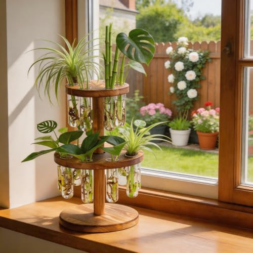 Plant Propagation Station, 15 Propagation Tubes with Wooden Stand - Image 6