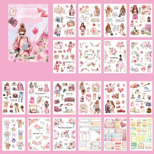 Alideco 20pcs Vintage Scrapbook Stickers Europe and The United States Figure Flowers Sticker Book for Adults Sticker journaling Stickers for Scrapbooking (shishangnvhai) by Alideco