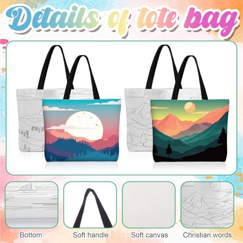 Locmeo 10 Set Paint and Sip Canvas Bags Pre Drawn Kit,Scenery - Image 3