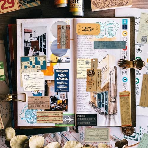 PRSTINCOL 100Pcs Vintage Sticker Pack - Scrapbooking Supplies & Junk Journal Accessories - Aesthetic Stickers for Water Bottles, Craft Kits, Bullet Journals - Retro Design - Image 2