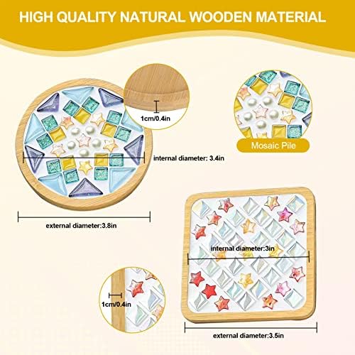 4 Sets DIY Glass Mosaic Tiles for Crafts,Mixed Color Mosaic Kits for Adults - Image 3