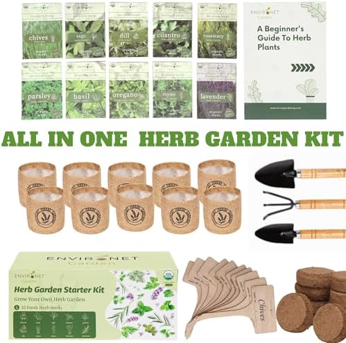 10 Indoor Herb Garden Kit- Burlap Pots, Organic Seeds, Herb Garden Planter Indoor Kit, Easy Window & Kitchen Herbs Growing Kit, Cilantro, Basil, Sage, Oregano, Parsley, Dill, Chives etc. - Image 2