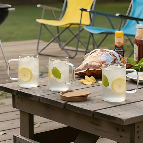 Aquach 18oz Glass Coffee Mugs Set of 4, Large Clear Borosilicate Cups - Image 4