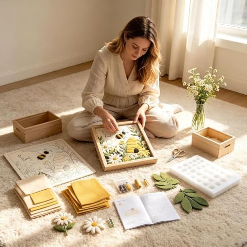 Kinusaiga Fabric Art Kit | DIY 3D Bee Hive Fabric Poke Art Kit for Adults - Image 5