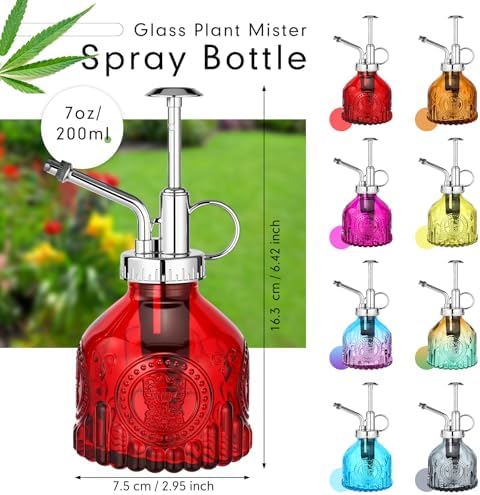 Zopeal 8 Pcs Glass Plant Mister Spray Bottle 200ml Vintage Plant Spritzer Multicolor Succulent Watering Bottle Watering Can 6.4'' with Plastic Top Pumps for Indoor Outdoor Garden Plants (Silver) - Image 2
