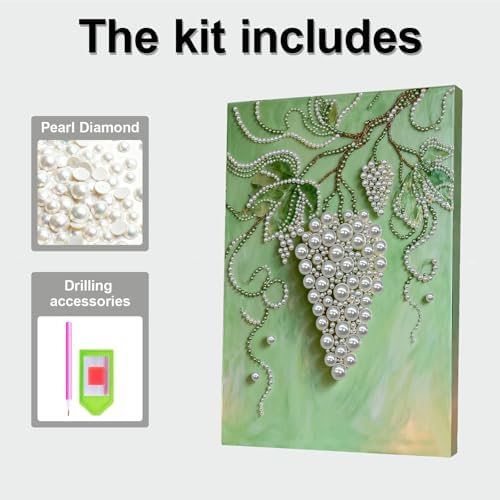 LQCrafK DIY Pearl Art Painting Handcraft Kit for Adults Beginners, Creative Design, Healing Stress-Relieving Home Wall Decoration, with Framed Painting and Tools-Grape - Image 6