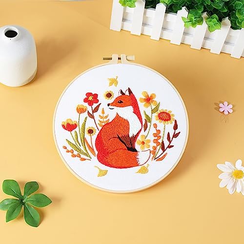 Louise Maelys Autumn Fox Embroidery Kit for Beginners Floral Craft - Image 6