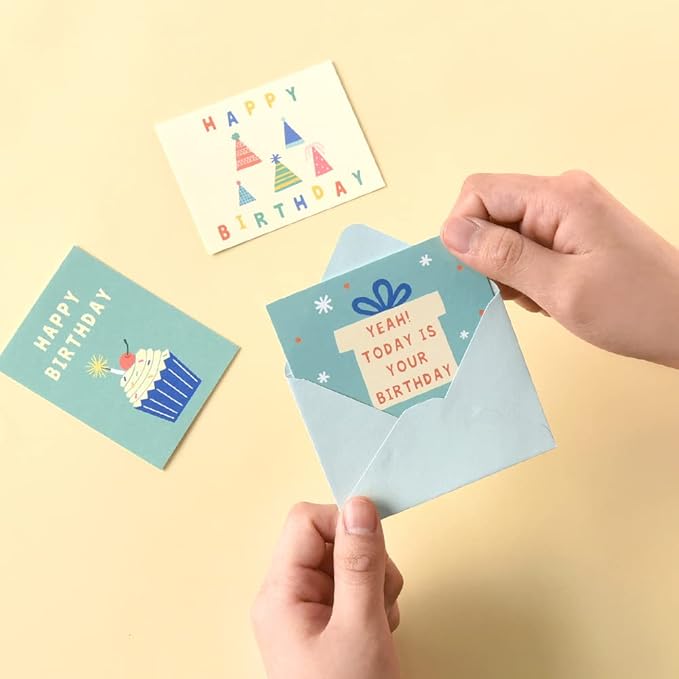 Monolike Day-by-day Card, Pop pop birthday Ver.1 - Mix 36 Mini Single cards, 36 envelopes, 36 stickers Package