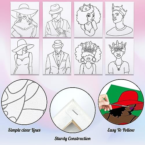 8 Pack Pre Drawn Canvas for Painting for Adults, Sip and Paint Kit Pre Stretched Canvas to Paint Art Set Couples Date Night Games Party Supplies (12x16 Inches) - Image 4
