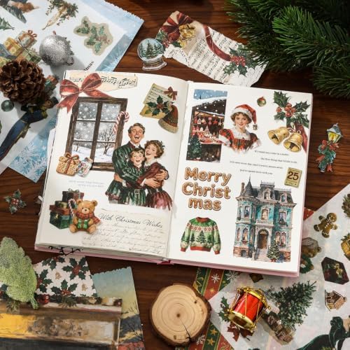 Christmas Stickers Book for Journal Supplies,500+ Vintage Scrapbook Sticker - Image 6