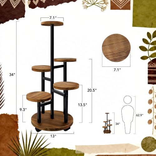GEEBOBO 5 Tier Plant Stand With 4 Wheels - Image 3
