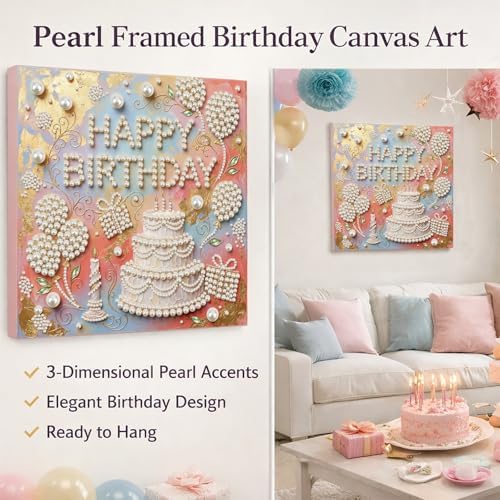 ARTopet DIY Pearl Painting Kit with Frame 9.84x9.84IN Birthday Theme Gemstone Diamond Dots Beads Art Craft for Adult Beginners Display Tabletop Wall Mounting Home Decor-Birthday0 - Image 4