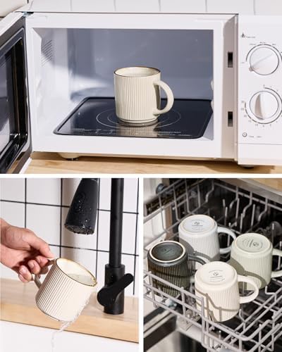 famiware Coffee Mug Set of 6, Star 12 oz Ceramic Mugs Cups Set with Handle - Image 3