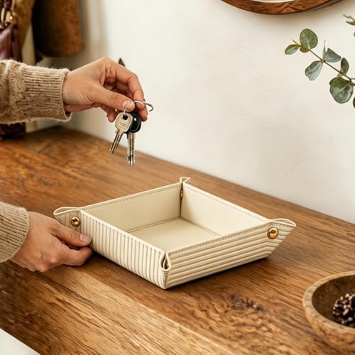 YAPISHI Travel Valet Tray,Foldable PU Leather Catchall Tray,Coin Bowl Dish - Image 7