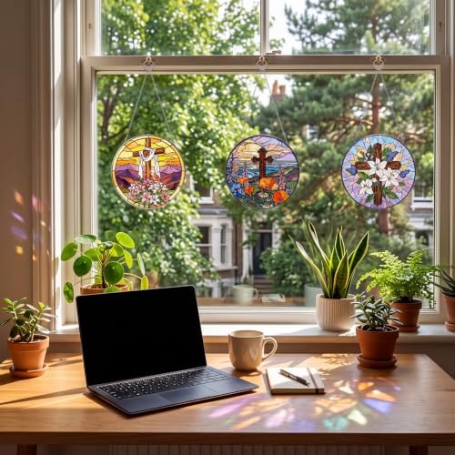 30 Pcs Suncatchers Crafts Kit DIY Paint Art,Cross - Image 6