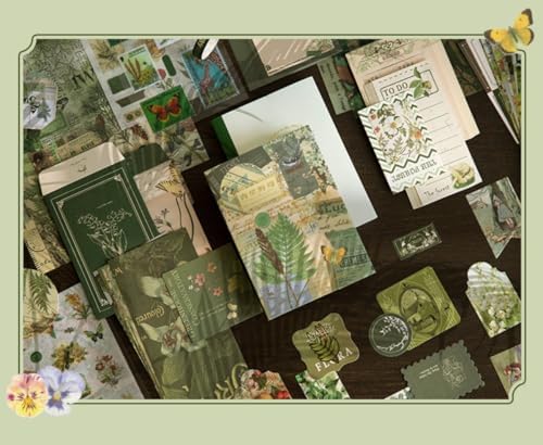 Toshine Vintage Botanical Scrapbooking Kit,Aesthetic Journal Kit Stationery, A6 Grid Notebook Journals Gift - Image 3