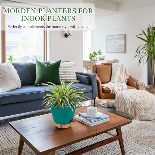 2 Pack 8 inch Plant Pots, Plastic Self Watering Planters - Image 4