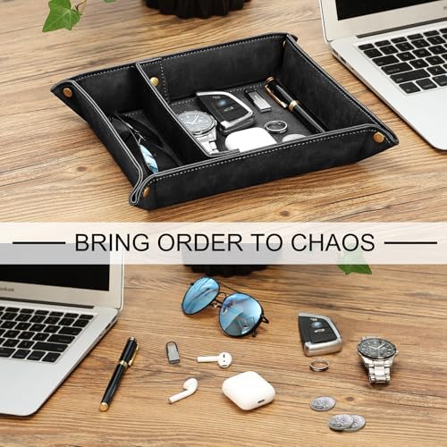 SITHON Valet Tray Desktop Storage Organizer with 2 Compartments - Image 5